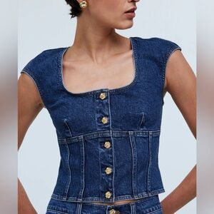 Madewell Denim Darted Crop Top- Size 0